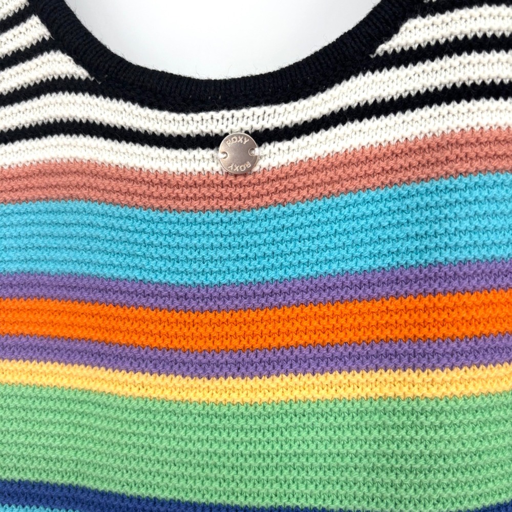 Roxy Sunshine Bouquet Crochet Midi Dress‎ Sz XS Rainbow Stripe Tank Beach Surf - Picture 10 of 15